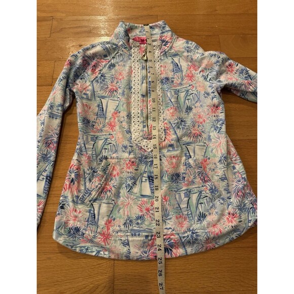 Lilly Pulitzer Janie Embroidered Popover Top Sea to Shining Sea Size XS Sweater - Picture 5 of 8